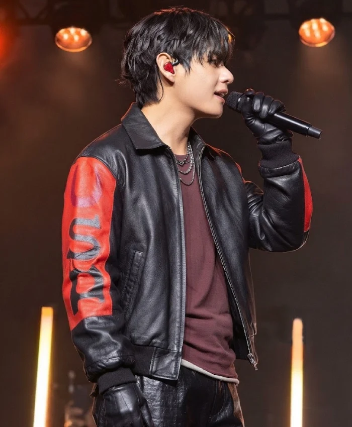 BTS Swimside Event Normal Live 2026 Kim Taehyung Vintage Black Leather USA Jacket