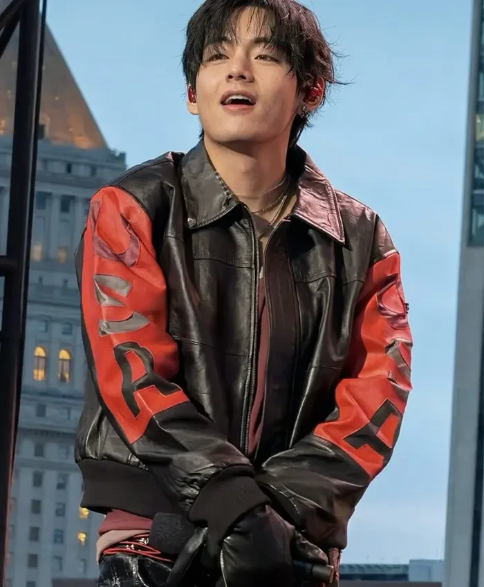 BTS Swimside Event Normal Live Concert 2026 Kim Taehyung Vintage Black Leather USA Jacket Sale