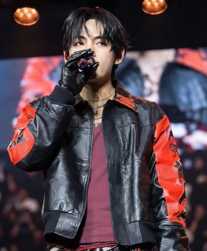 BTS Swimside Event Normal Live Concert 2026 Kim Taehyung Vintage Black Leather USA Jacket