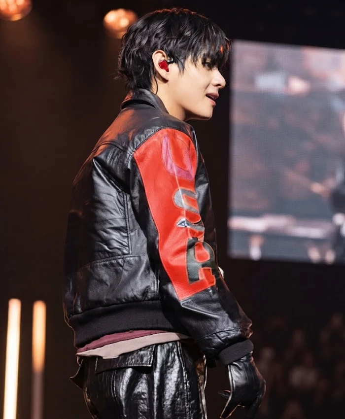BTS Swimside Event Normal Live Concert Kim Taehyung Vintage Black Leather USA Jacket