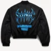 Balenciaga x SEGA Sonic the Hedgehog Black Satin Bomber Varsity Jacket On Sale