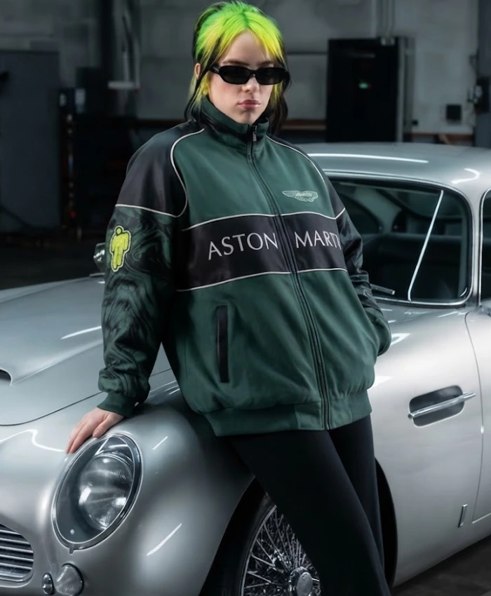 Billie Eilish x Aston Martin Green Bomber Jacket On Sale