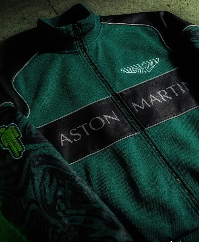 Billie Eilish x Aston Martin Green and Black Bomber Jacket