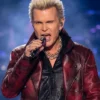 Billy Idol American Idol 2026 Red Leather Jacket For Men