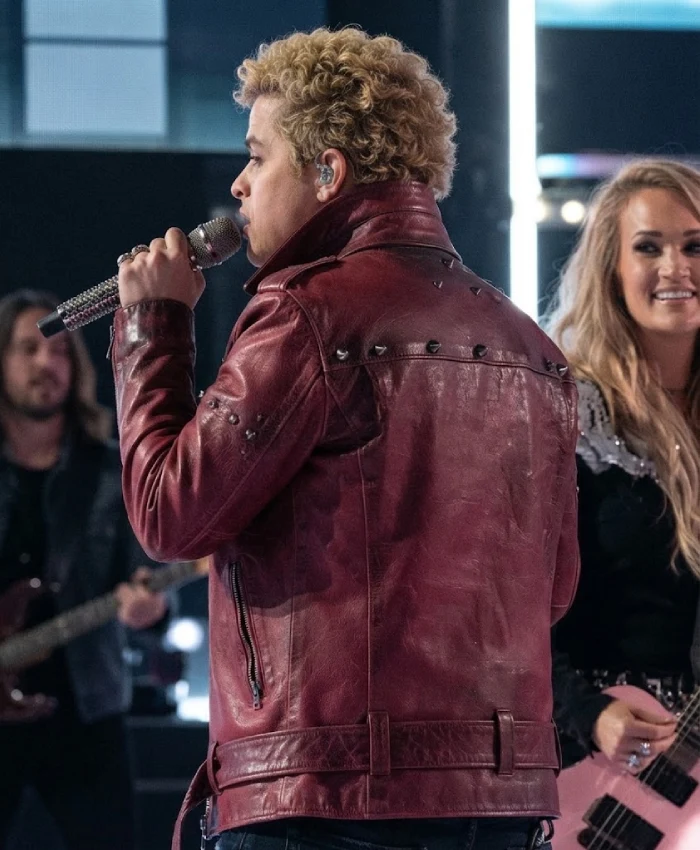 Billy Idol American Idol 2026 Red Leather Jacket For Men On Sale
