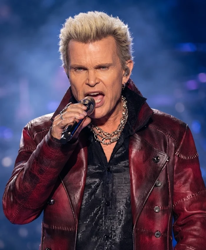 Billy Idol American Idol 2026 Red Leather Jacket For Men