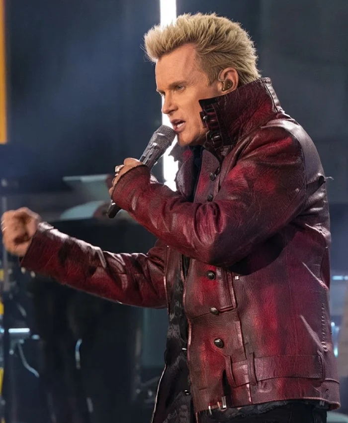 Billy Idol American Idol Red Leather Jacket For Men On Sale
