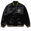 Born x Raised Gentlemens Club Black And Gold Satin Souvenir Bomber Varsity Jacket