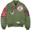 Boston Red Sox Alpha Industries MA1 Flight Zip Up Satin Green Jacket