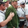 Brad Pitt NASCAR Cup Series Playoffs Bass Pro Shops Night Race Green Suede Jacket
