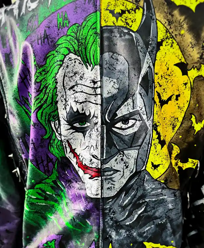 Buy Batman Vs Joker Multicolor Leather Biker Jacket
