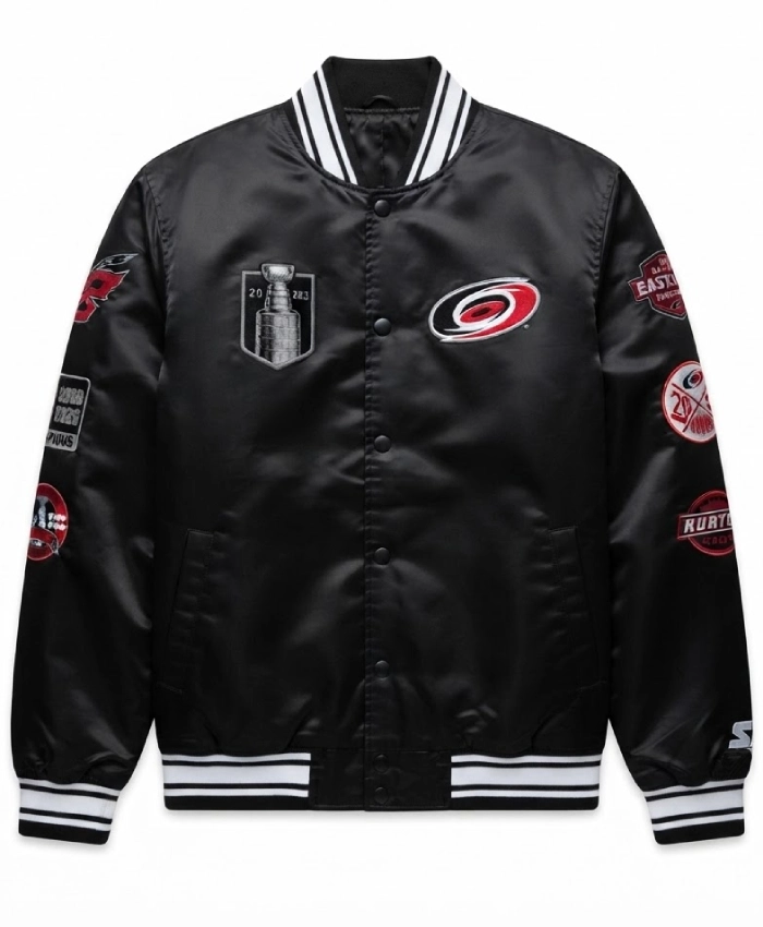 Buy Carolina Hurricanes Stanley Cup Champs Black Satin Jacket