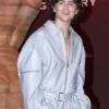 Buy Dune Part Two Press Conference Timothee Chalamet Light Blue Leather Jacket