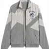 Buy Kith x NY Yankees Grey Pinstripe Lightweight Zip Up Jacket
