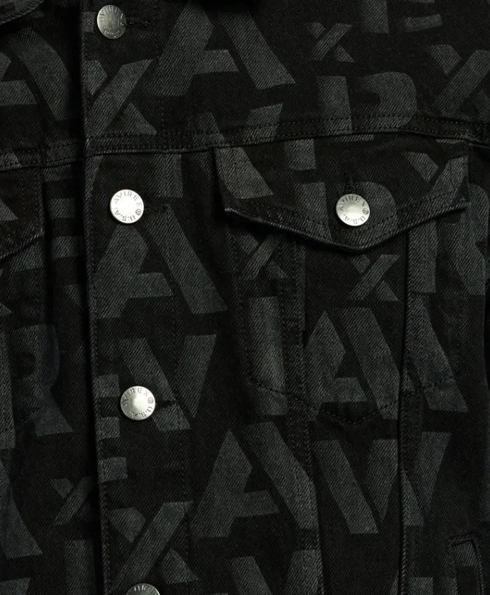 Buy Now Avirex Monogram Black Cotton Denim Jacket