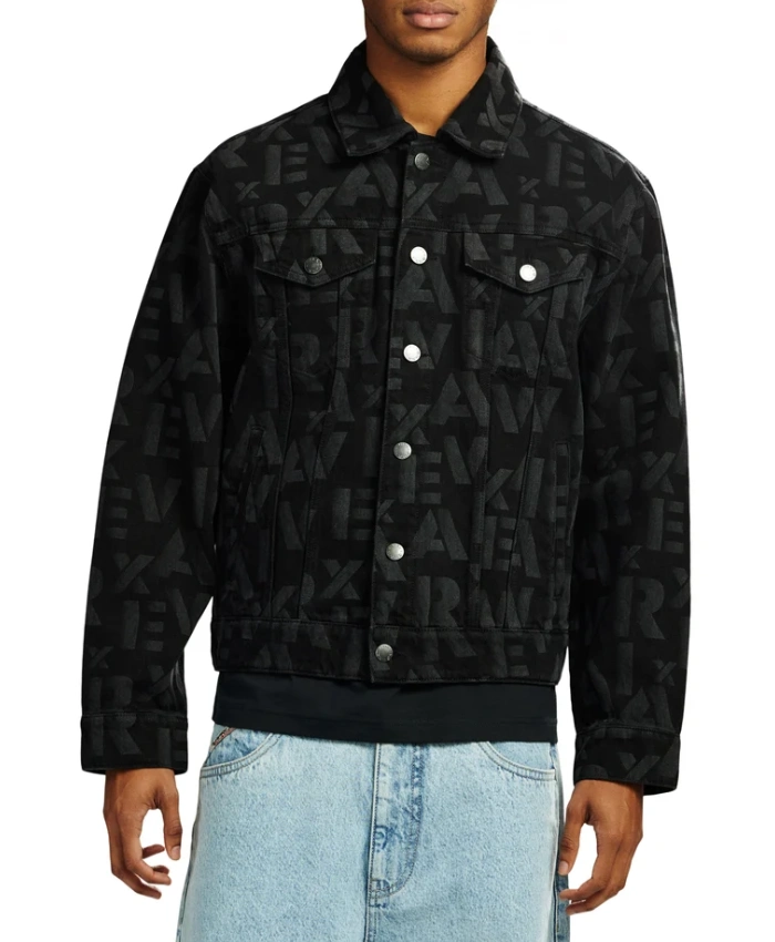 Buy Now Avirex Monogram Cotton Black Denim Jacket