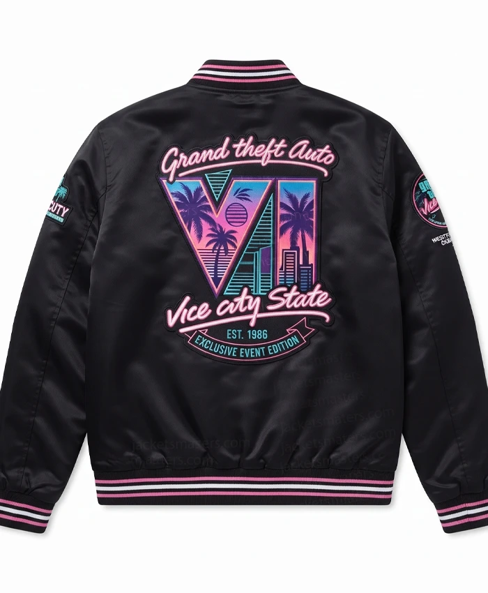 Buy Now GTA VI Vice City State Black Bomber Jacket