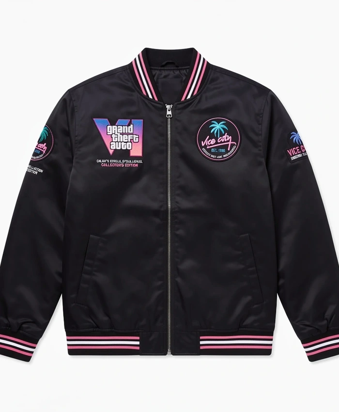 Buy Now GTA VI Vice City State Black Satin Jacket