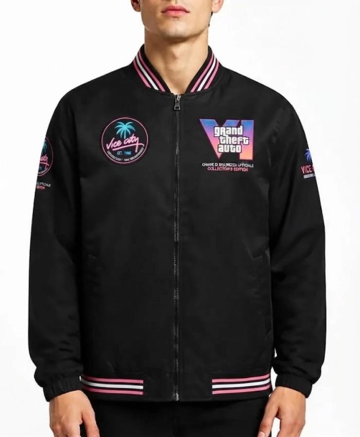 Buy Now GTA VI Vice City State Satin Bomber Jacket