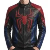 Buy Now Spider Man Black Red Blue Leather Jacket for Men