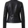 Buy Now Womens Black Leather Cafe Racer Biker Jacket