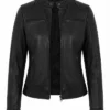 Buy Now Womens Leather Cafe Racer Biker Jacket