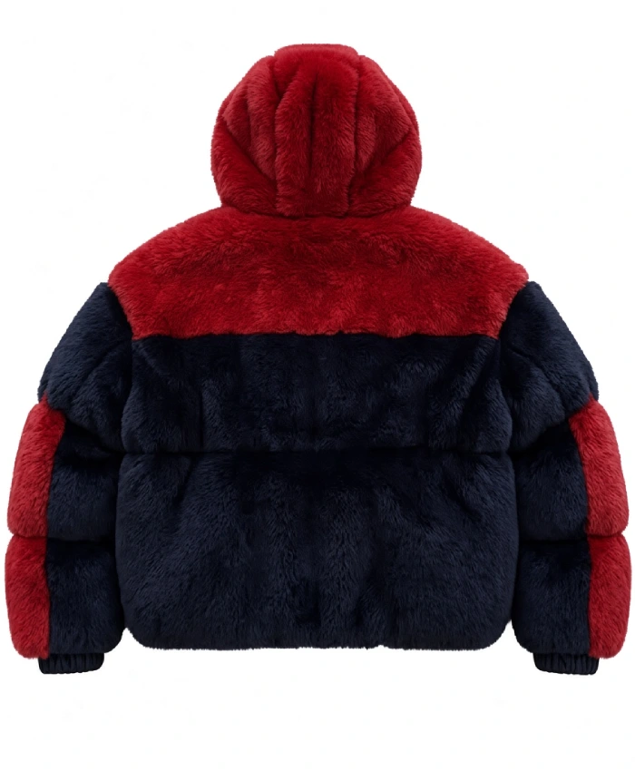 Buy Spider Man Red and Black Shearling Fur Puffer Style Jacket for Men and Women