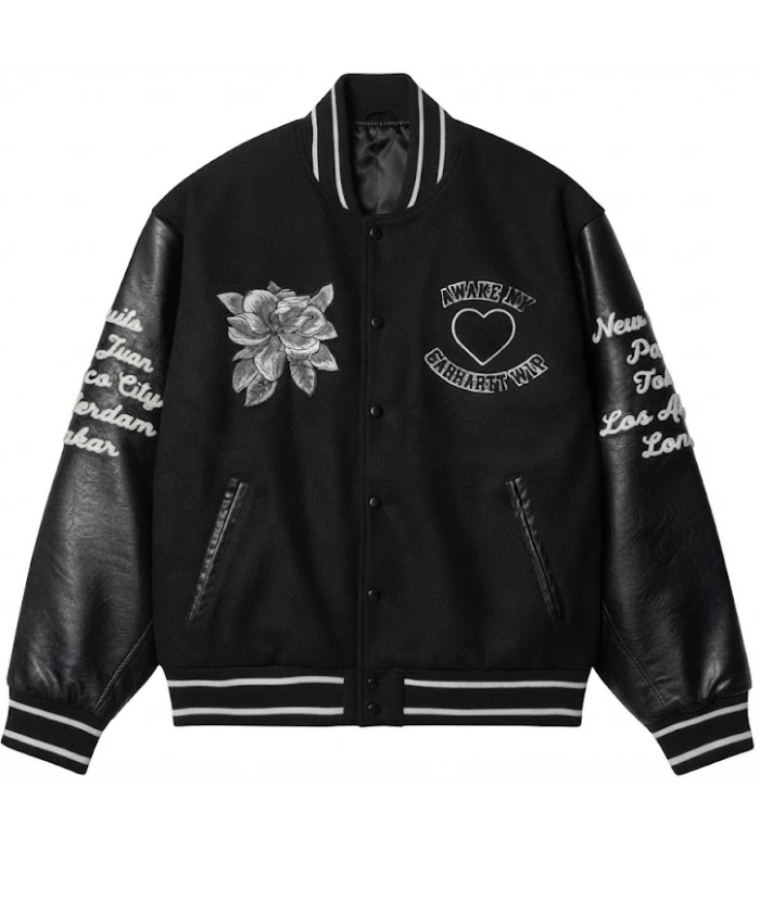 Carhartt Wip X Awake NY Teddy Black Varsity Jacket