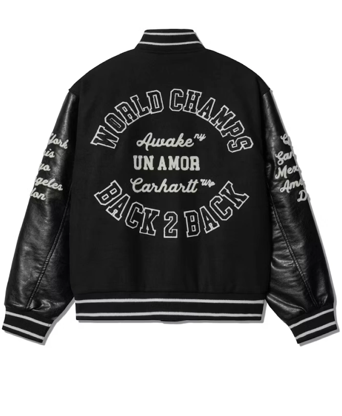 Carhartt Wip X Awake NY Teddy Varsity Black Jacket