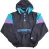 Charlotte Hornets 1990s Black Pullover Half Zip Hooded Jacket