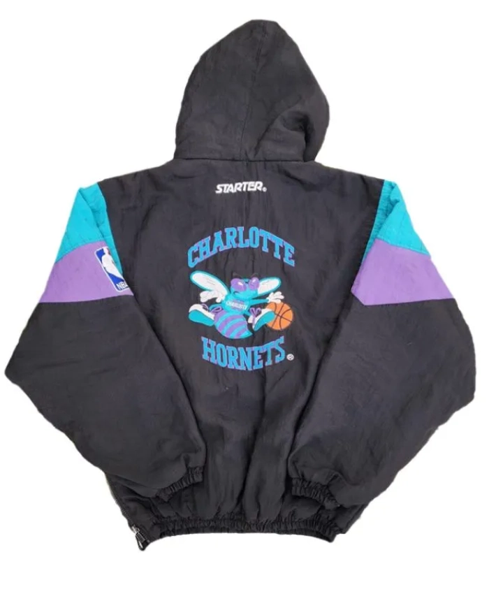 Charlotte Hornets 1990s Black Pullover Half Zip Jacket
