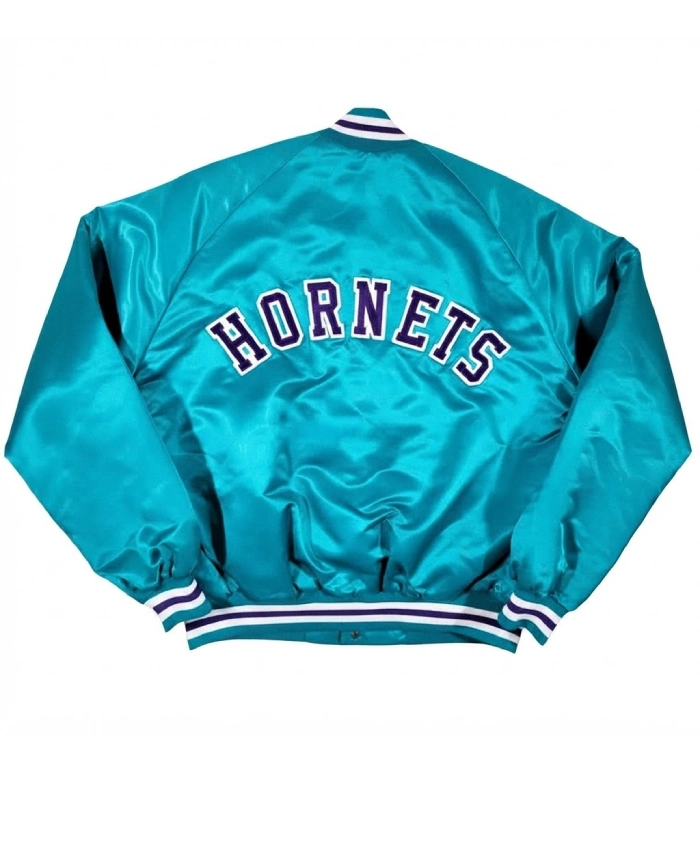 Charlotte Hornets 90s Bomber Full Snap Satin Jacket
