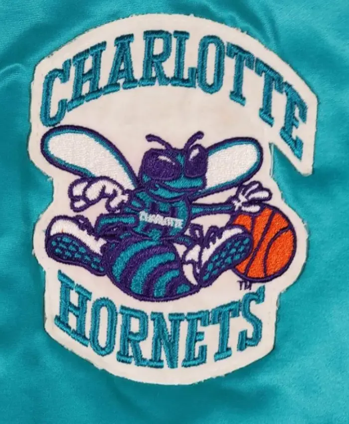Charlotte Hornets 90s Bomber Teal Full Snap Jacket