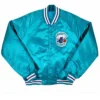 Charlotte Hornets 90s Bomber Teal Full Snap Satin Jacket Sale