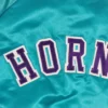 Charlotte Hornets 90s Bomber Teal Satin Jacket
