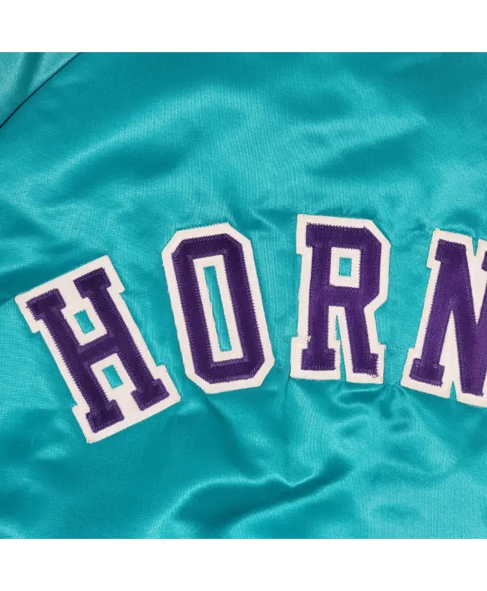 Charlotte Hornets 90s Bomber Teal Satin Jacket