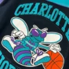 Charlotte Hornets 90s Full Snap Leather Varsity Jacket