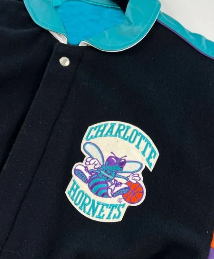 Charlotte Hornets 90s Full Snap Varsity Jacket