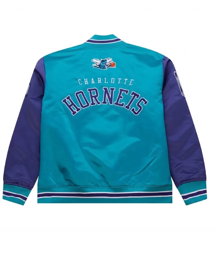 Charlotte Hornets Teal Primetime Vintage Satin Full Snap Jacket