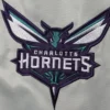 Charlotte Hornets The Enforcer Gray and Teal Full Snap Satin Jacket
