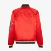 Charlton Kenneth Red Letterman Singer The Kid Laroi Jeffrey Howard Red Fendi Roma Satin Varsity Bomber Jacket