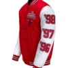 Chicago Bulls 6 Championship Years Full Snap Red and White Jacket