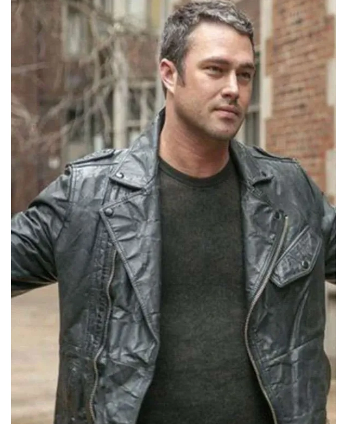 Chicago Fire Kelly Severide Black Biker Leather Jacket