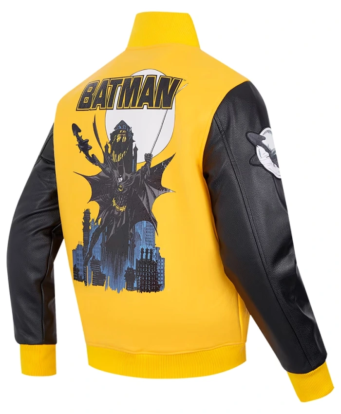 Comics Freeze Batman x I Am The Night Yellow and Black Varsity Jacket