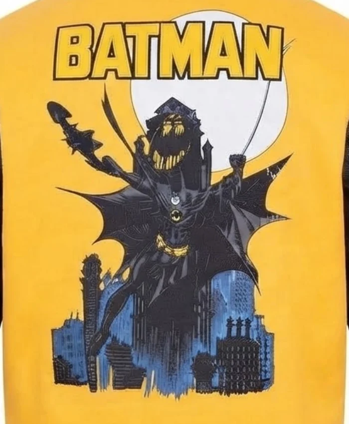 Comics Freeze Batman x I Am The Night Yellow and Black Wool Varsity Jacket Sale