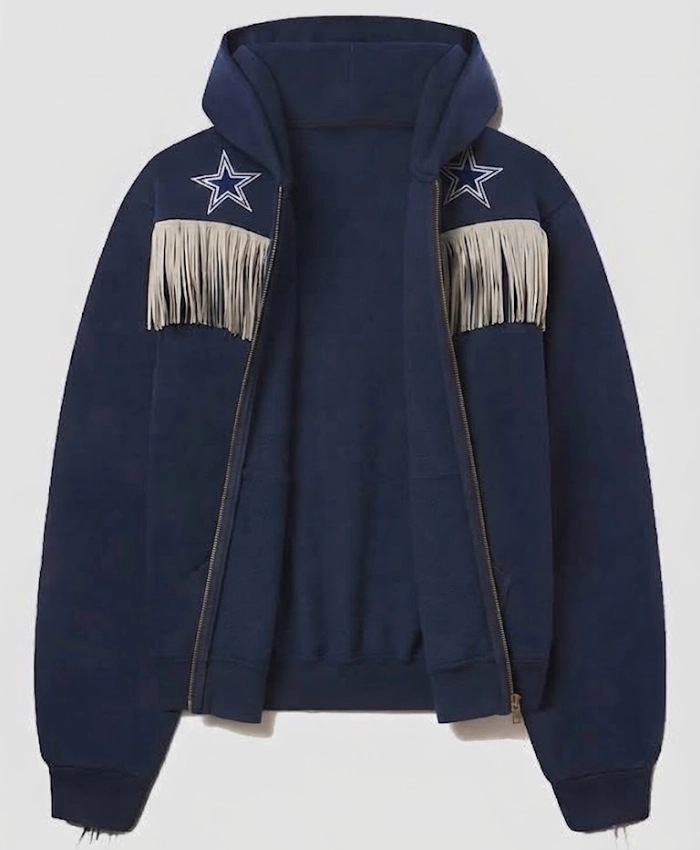 Dallas Cowboys 2026 Austin Post Navy Fringed Fleece Hoodie