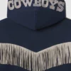 Dallas Cowboys 2026 Austin Post Navy Fringed Full Zip Fleece Hoodie