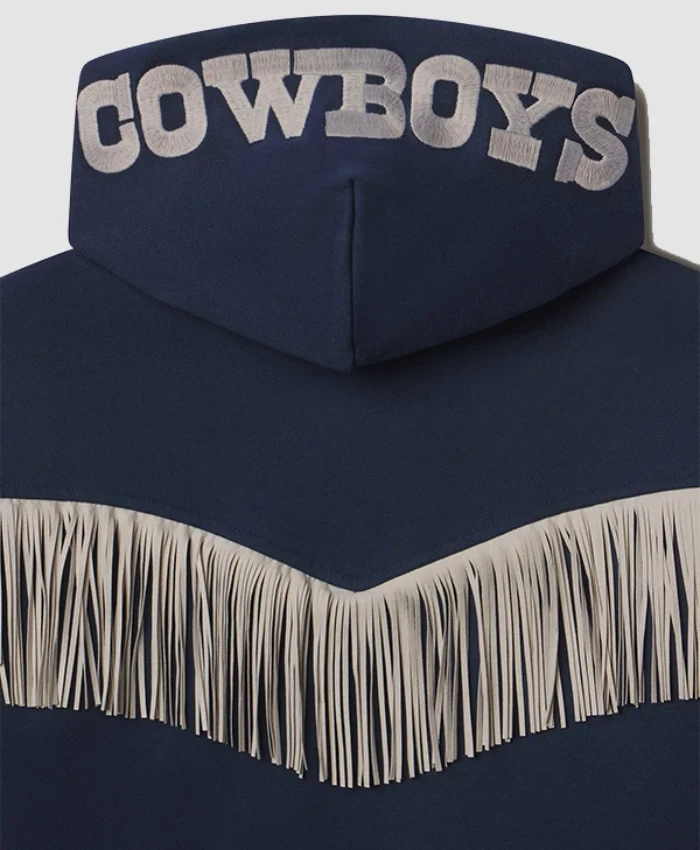Dallas Cowboys 2026 Austin Post Navy Fringed Full Zip Fleece Hoodie