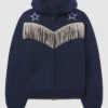 Dallas Cowboys Austin Post Navy Fringed Full Zip Fleece Hoodie