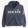 Denver Broncos Abercrombie and Fitch Grey Full Zip Hoodie